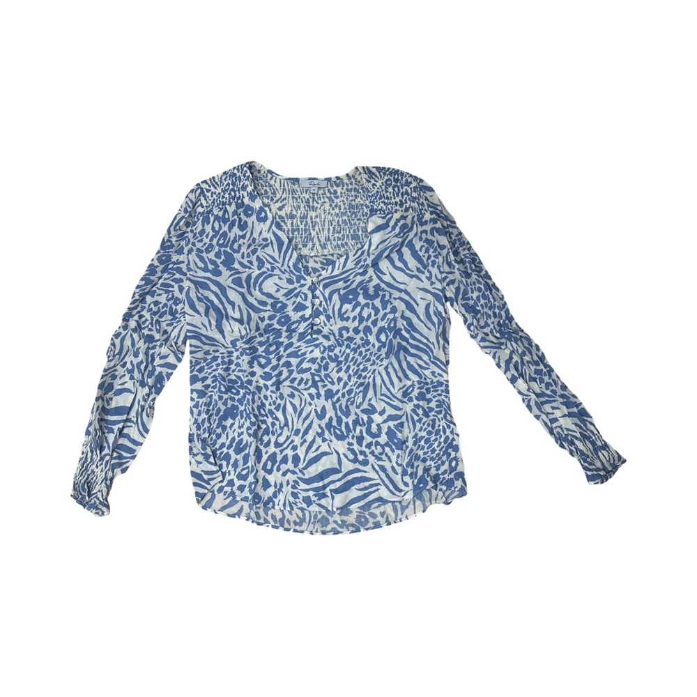 Rails Blue and White Patterned Blouse